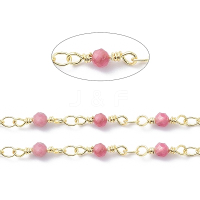 Brass & Natural Tourmaline Handmade Beaded Chain CHC-D029-15G-10-1