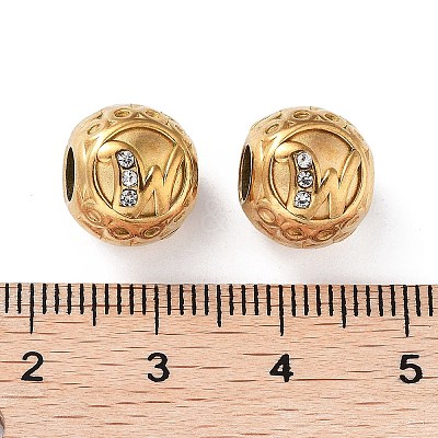 Ion Plating(IP) 304 Stainless Steel Rhinestone European Beads STAS-A092-10W-G-1