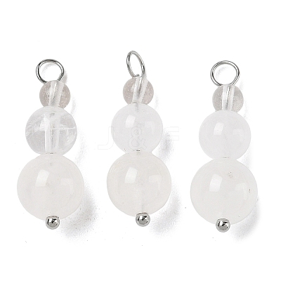 Natural Quartz Crystal Round Beaded Pendants PALLOY-JF02867-08-1