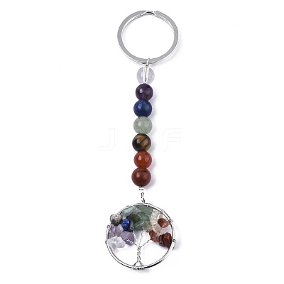 Natural Gemstone Chips Chakra Keychain G-N0326-004A-1
