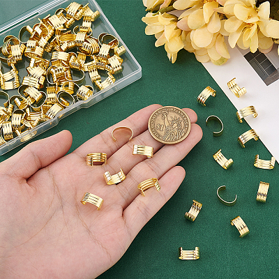 120Pcs Brass Folding Crimp Ends KK-PH0014-10C-1