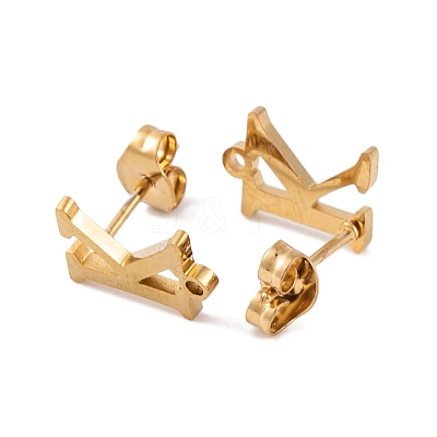 Ion Plating(IP) 304 Stainless Steel Stud Earrings FIND-Q103-01K-G-1
