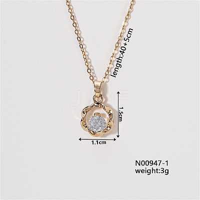 Chic Minimalist Flower Brass Micro Pave Cubic Zirconia Pendant Necklaces LU0770-1-1
