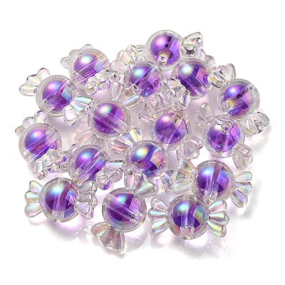 UV Plating Rainbow Iridescent Acrylic Beads PACR-E001-01D-1