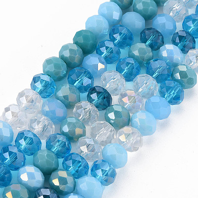 Electroplate Glass Beads Strands X-EGLA-S194-18B-1