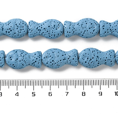 Fish Dyed Natural Lava Rock Beads Strands G-O126-01A-01-1