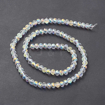 Electroplate Transparent Glass Beads Strands EGLA-K015-07F-1