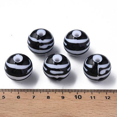 Opaque Striped Acrylic Beads MACR-S373-27B-10-1
