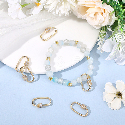 6Pcs Brass Micro Pave Clear Cubic Zirconia Screw Carabiner Lock Charms KK-HY0004-30-1