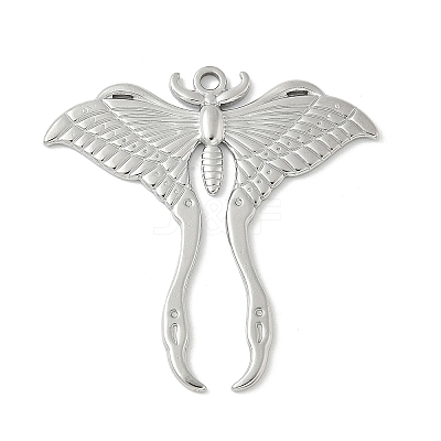 304 Stainless Steel Moth Pendants X-STAS-S186-08B-P-1
