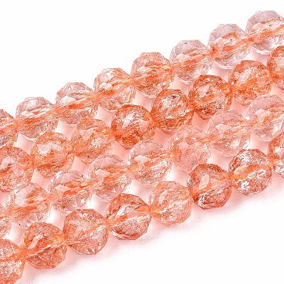 Crackle Transparent Glass Beads Strands X1-GLAA-N063-8mm-06-1