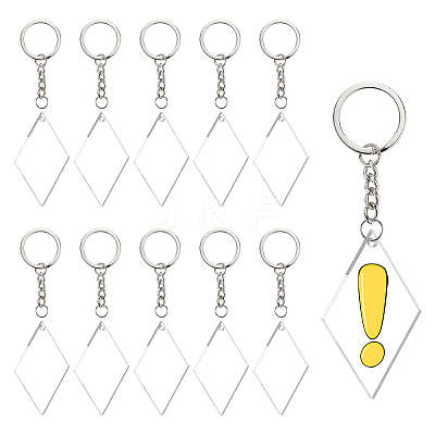 DIY Rhombus with Angle Acrylic Blank Pendant Keychain Making Kits DIY-BC0001-63B-1