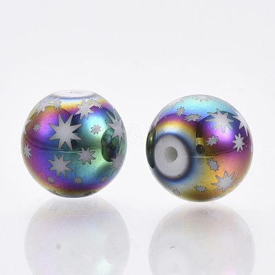 Christmas Electroplate Glass Beads EGLA-R113-07D-1
