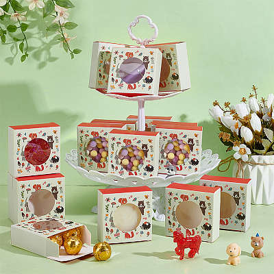 Animal Printed Cardboard Paper Handmade Soap Packaging Boxes with Round Visible Window CON-WH0086-178A-1