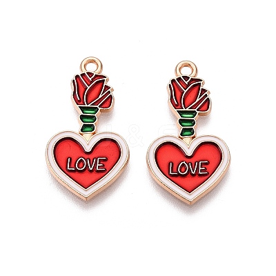 Valentine's Day Theme Alloy Enamel Pendants ENAM-T020-50F-01-1