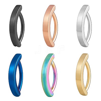 6Pcs 6 Color 304 Stainless Steel Curved Belly Ring Hoop JX496A-02-1