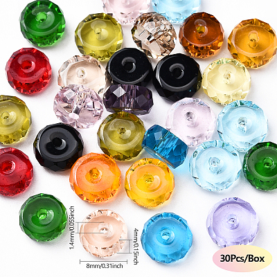 30Pcs Transparent K9 Glass Beads GLAA-YW0004-16C-1