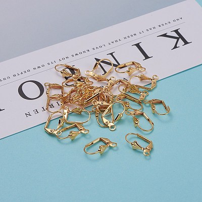 Brass Leverback Earring Findings X-KK-F824-006G-1