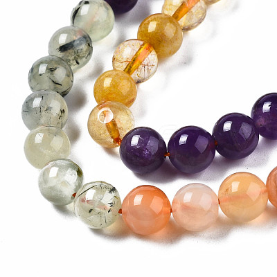 Natural Amazonite & Sunstone & Citrine & Amethyst & Prehnite & Botswana Agate & Lapis Lazuli Beads Strands G-S376-003B-1