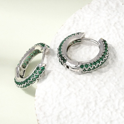 Brass Micro Pave Cubic Zirconia Hoop Earrings KK-CBA8324-24P-1