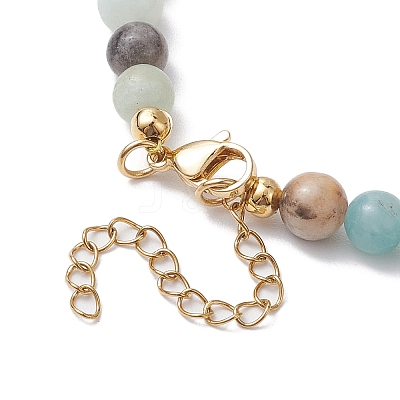 Natural Flower Amazonite & Synthetic Turquoise Charm Anklets for Women AJEW-AN00616-02-1