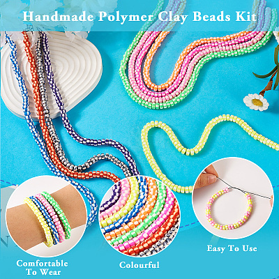 9 Strands 9 Colors Handmade Polymer Clay Beads CLAY-TA0001-53-1