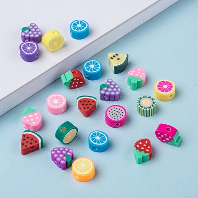 Handmade Polymer Clay Fruit Theme Beads CLAY-Q215-01-1