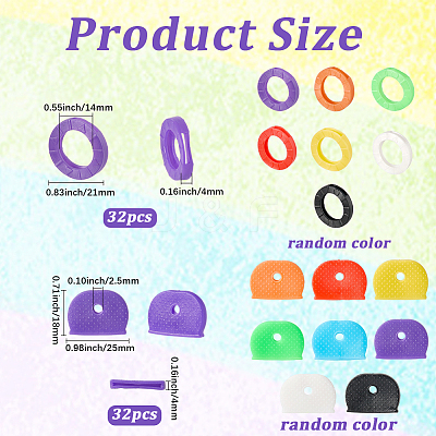 64Pcs 2 Styles PVC Plastic Nonslip Waterproof Reusable Key Sleeve AJEW-SP0002-73-1