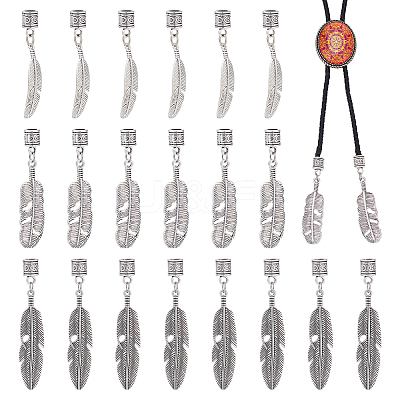 24Pcs 3 Styles Feather Tibetan Style Alloy Cord Ends HJEW-NB00327-1