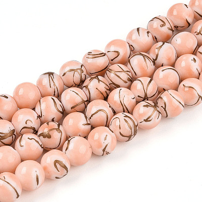 Baking Paint Glass Beads Strands DGLA-N010-10mm-02-1