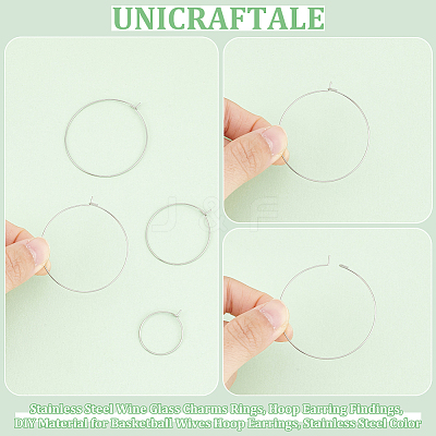 300Pcs 3 Styles 316 Surgical Stainless Steel Wine Glass Charms Rings STAS-UN0053-43-1