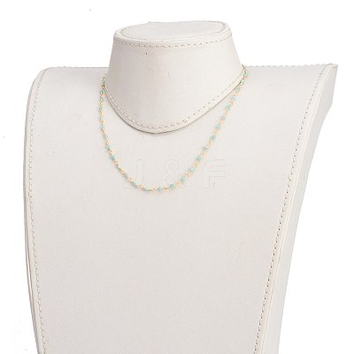 Faceted Round Natural Amazonite Beaded Necklaces NJEW-JN03215-03-1