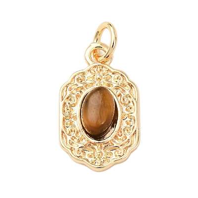 Natural Tiger Eye Pendants KK-A279-15G-1