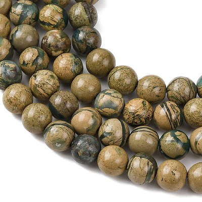 Natural Green Dragon Veins Beads Strands G-D098-A01-6mm-1