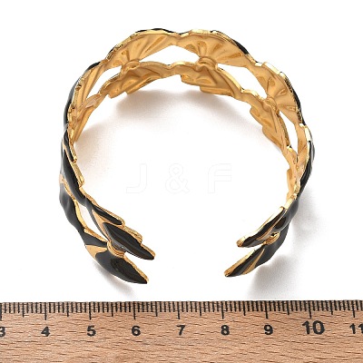 304 Stainless Steel Enamel Cuff Bangles for Women SA-CBAFD7D-04G-1