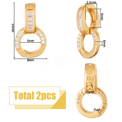 2Pcs 925 Sterling Silver Pave Clear Cubic Zirconia Twister Clasps STER-HS0001-22A-G-1