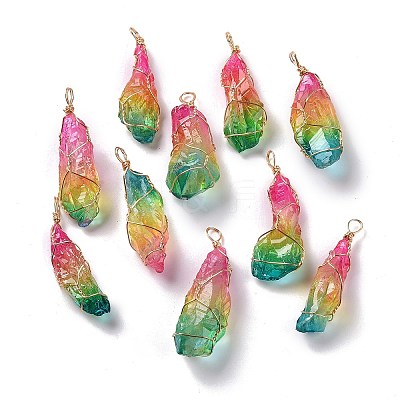Natural Raw Quartz Crystal Pendants G-C023-10-1