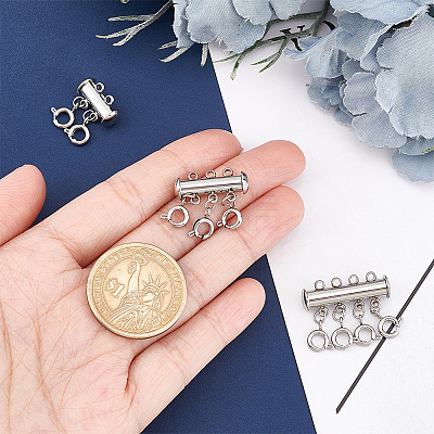 3Pcs 3 Styles 304 Stainless Steel Slide Lock Clasps STAS-UN0042-03P-1