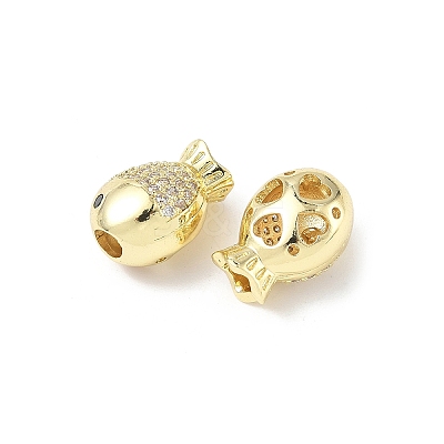 Brass Micro Pave Cubic Zirconia Beads KK-C104-09G-1