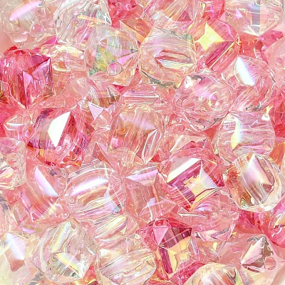 UV Plating Rainbow Iridescent Acrylic Beads OACR-K003-006-1