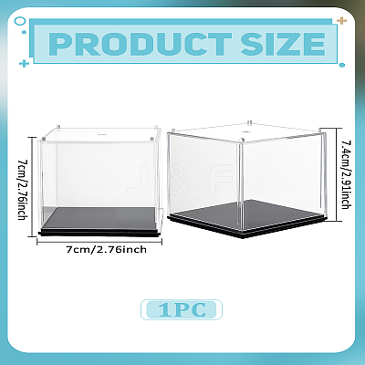 1Pc Square Plastic Minifigures Display Cases with Black Base ODIS-LP0001-10-1