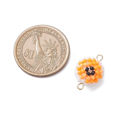 Halloween Glass Peal & Glass Seed Beaded Round Eye Links Connector Charms PALLOY-MZ00948-04-1