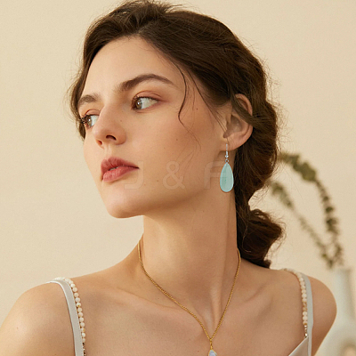 4 Pairs 4 Styles Natural Mixed Stone Teardrop Dangle Earrings with Steel Iron Pins for Women EJEW-FI0003-18-1