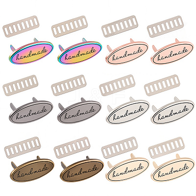 12Pcs 6 Colors Oval Handmade Alloy Decorative Buckles PURS-GF0001-10-1