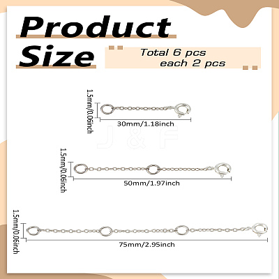 6Pcs 3 Styles Brass Cable Chain Chain Extender FIND-LP0003-51P-1