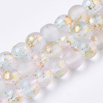 Frosted Spray Painted Glass Beads Strands GLAA-N035-03A-C07-1