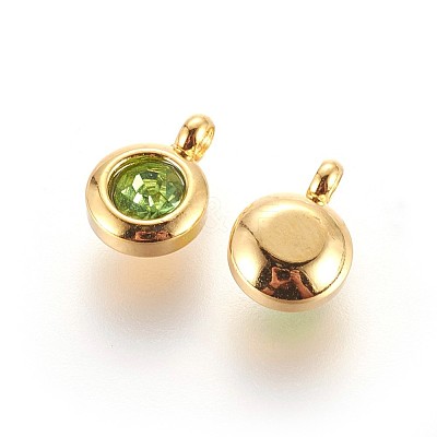 304 Stainless Steel Rhinestone Charms STAS-P237-10G-04-1