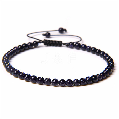 Adjustable Women's Blue Goldstone Beaded Bracelet CN3407-31-1
