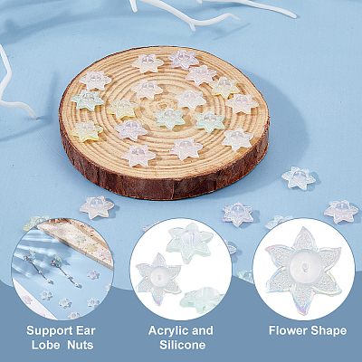 30Pcs 6 Colors Acrylic Ear Nuts FIND-HS0002-43-1