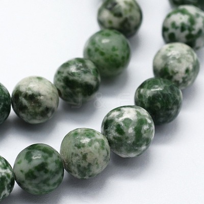 Natural Green Spot Jasper Beads Strands X-G-I199-30-8mm-1